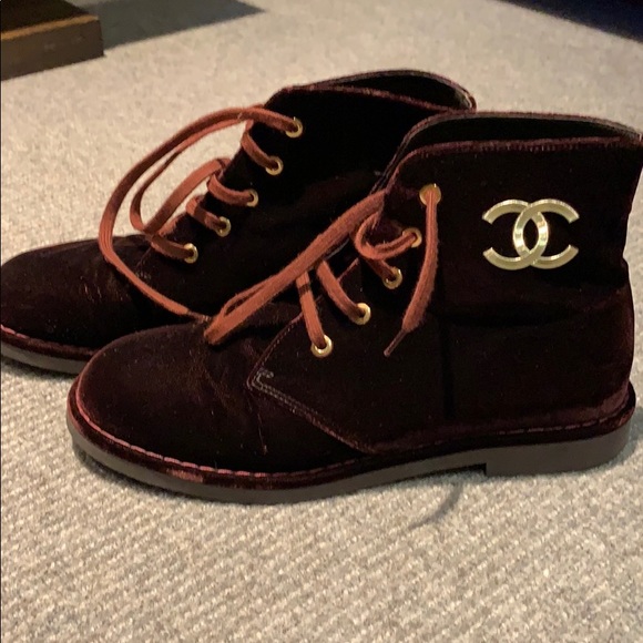 chanel velvet booties